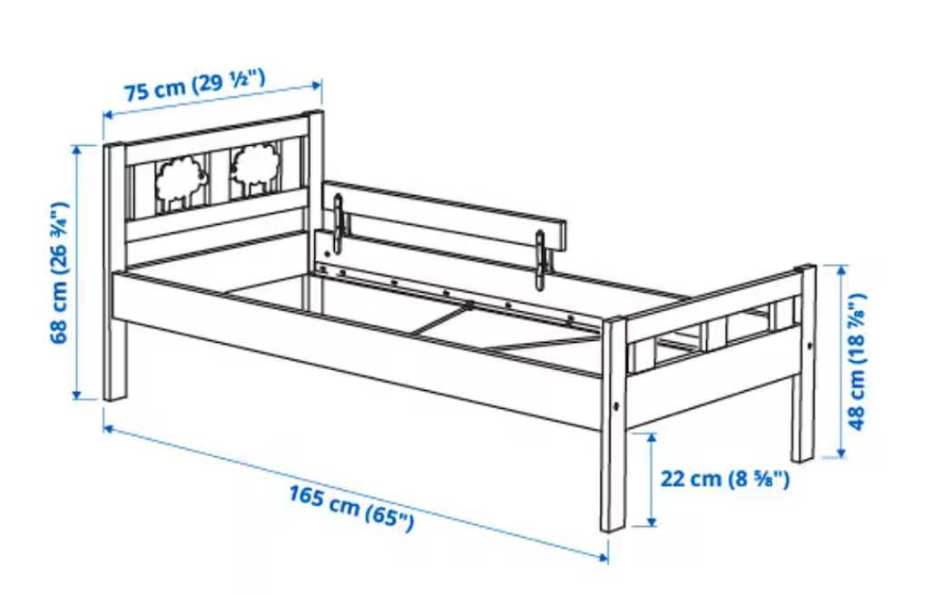 Łóżko dziecięce Kritter Ikea z materacem i prześcieradłami 70x160 cm