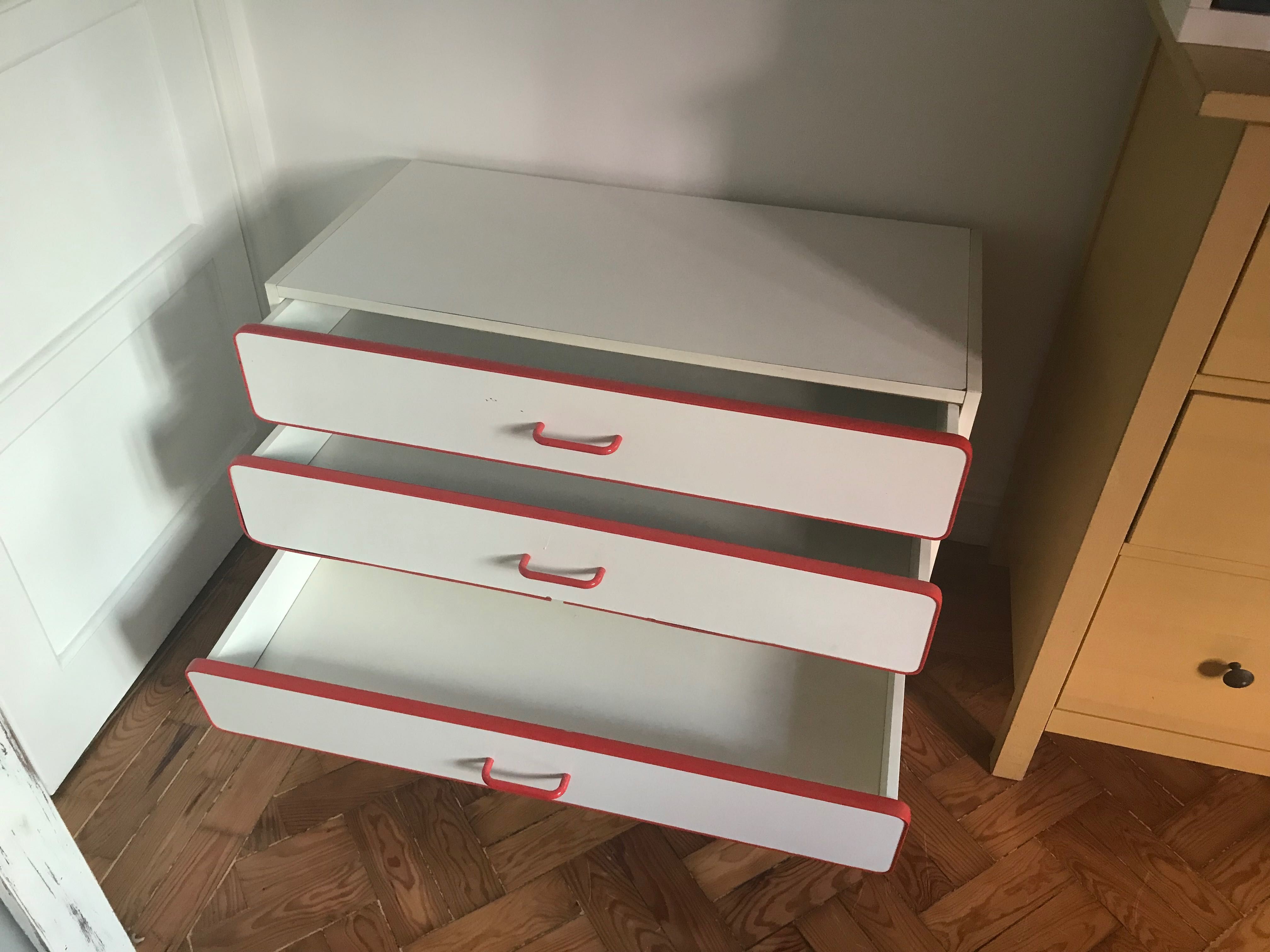 comoda branca 3 gavetas 55x88x43.5 cm