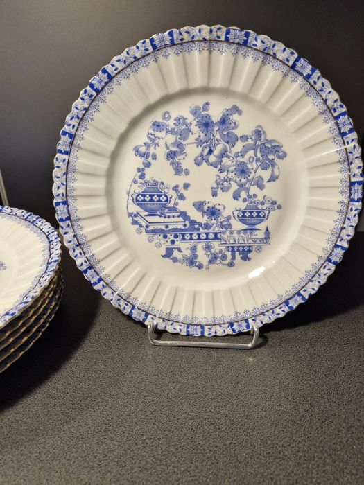 Przedwojenna śląska porcelana china blau . Talerze Tiefenfurt Tuppack