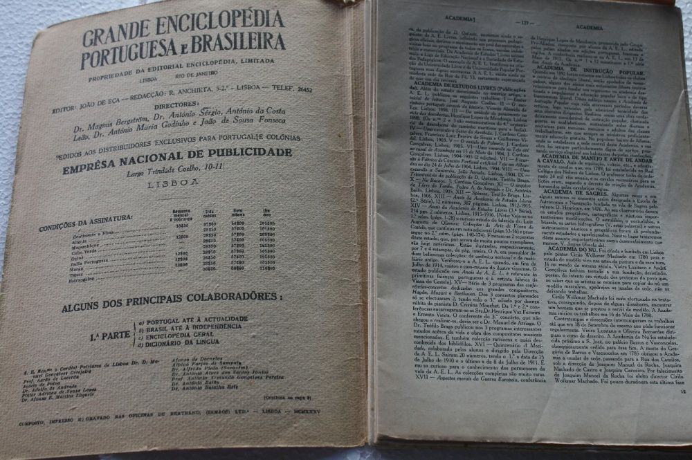 Livro: Grande Enciclopédia Portuguesa e Brasileira de 1935 REF:ESC
