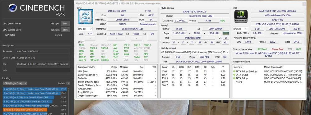 Komputer do gier, gamingowy GTX 1080, 16GB RAM, Intel 9th Gen, SSD