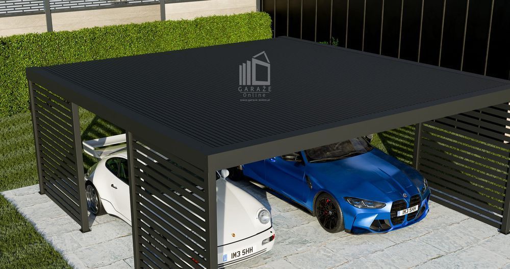 Carport Premium - Wiata Samochodowa 6X5,5 Antracyt Zabudowa - Id950