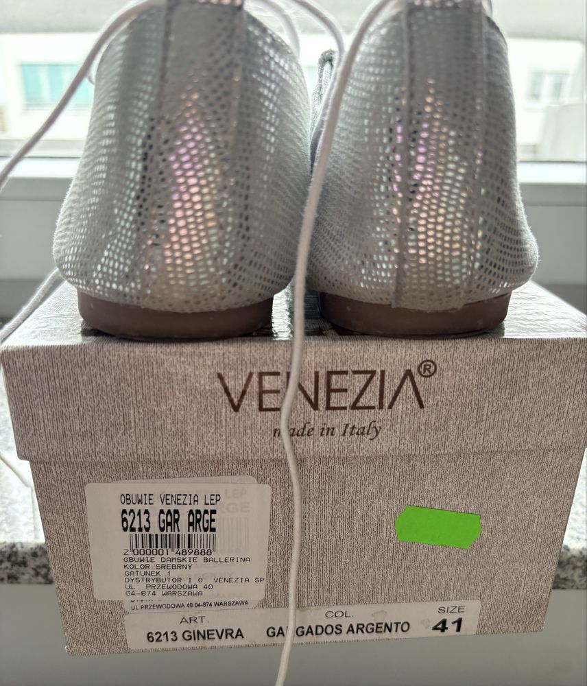 balerinki Venezia rozm.41 srebrne stan BDB
