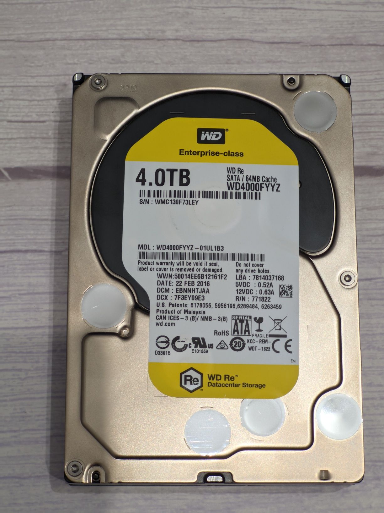 Жесткий диск Western Digital RE 4TB 7200rpm 64MB WD4000FYYZ 3.5