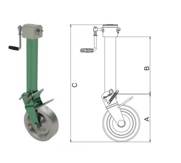 Koło podporowe manewrowe do przyczepy 2/7 Ton 80X80 półautomat