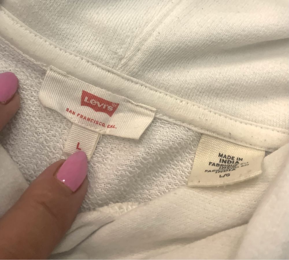 Levi’s biała kangurka bluza damska z kapturem r. L bawełna, oversize