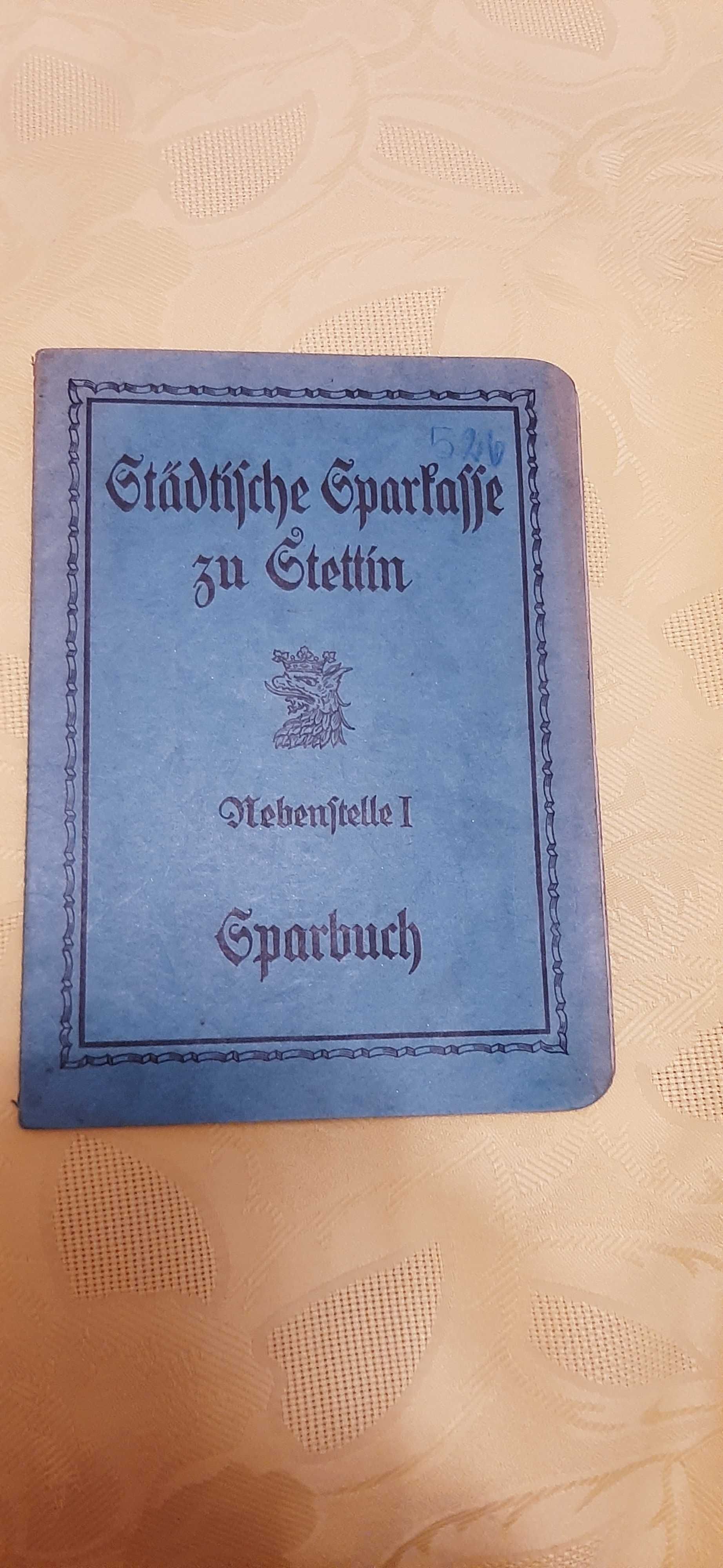 Germany Stettin Książeczka Oszczędnościowa rok 1935 pismo gotyk