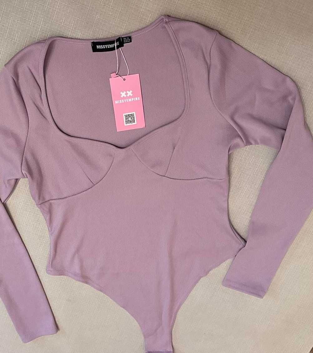 NOWE Missyempire prążkowane body lilac prążek 42 40