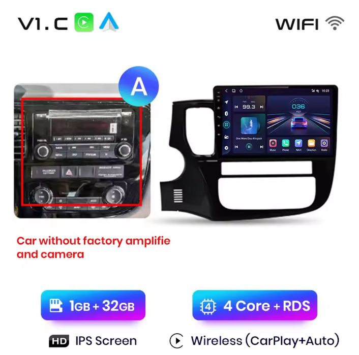 Rádio Mitsubishi Outlander 3 CARPLAY Android Auto Wi-Fi GPS Bluetooth