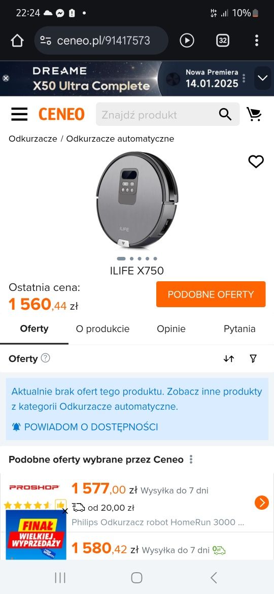 Robot sprzątający ilife x750 okazja