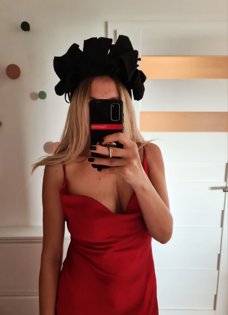 Czarna opaska fascynator korona na Halloween handmade czarne róże