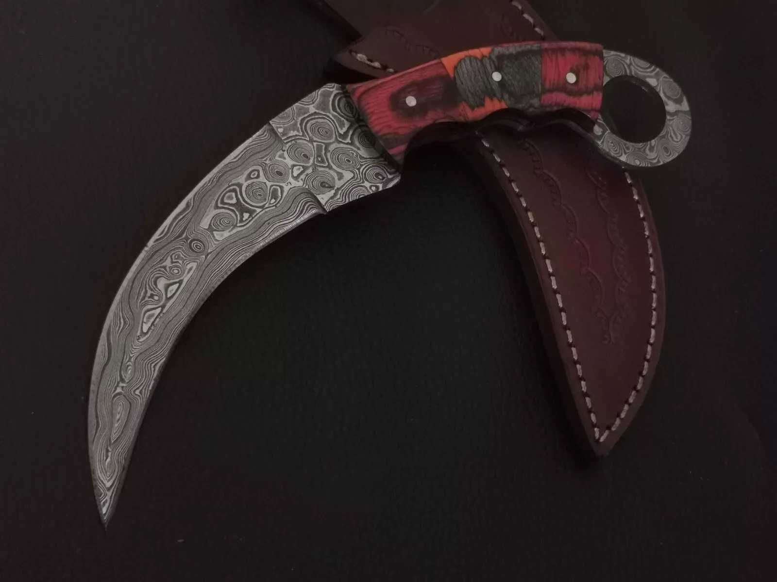 KARAMBIT damast nóż STAL DAMASCEŃSKA wojskowy myśliwski CSGO 21cM