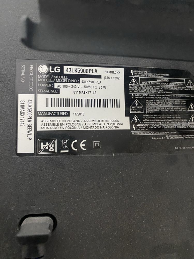 Телевізор LG 43LK5900PLA