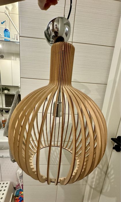 Lampa wiszaca drewniana kula srednica 40cm