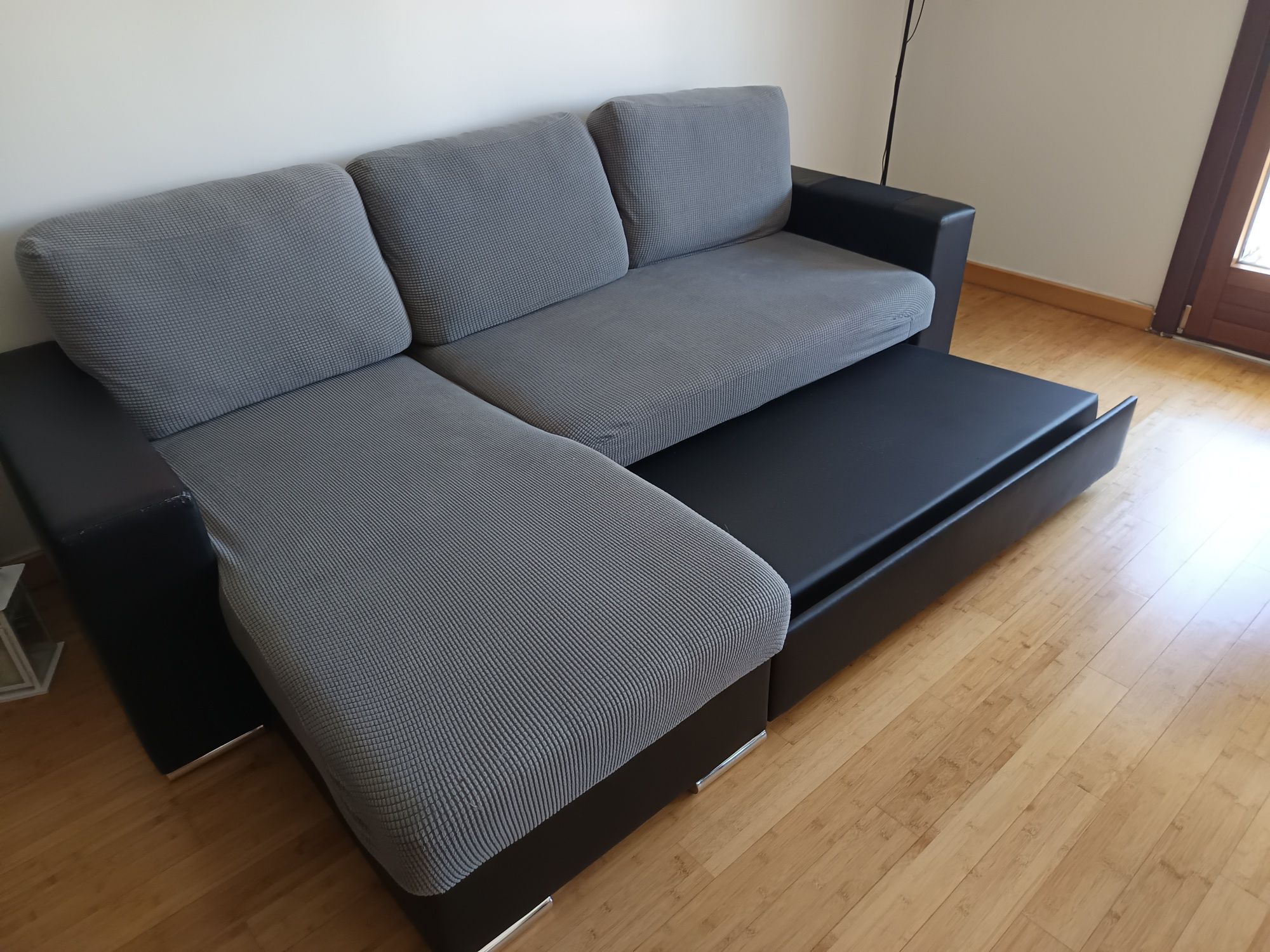 Sofá cama chaise longue preto