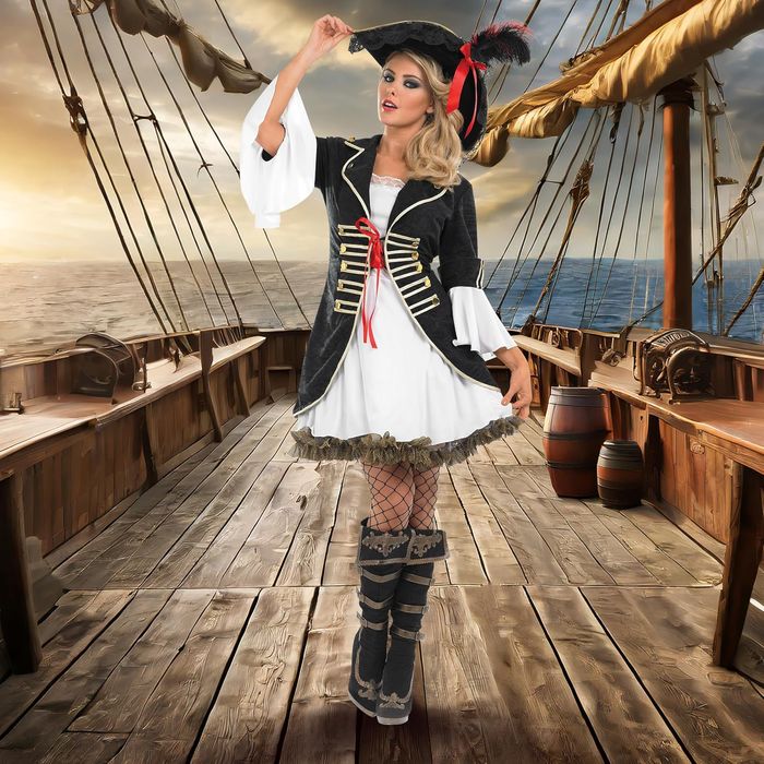 Kostium Damy retro z kapeluszem Piratka Rozmiar S