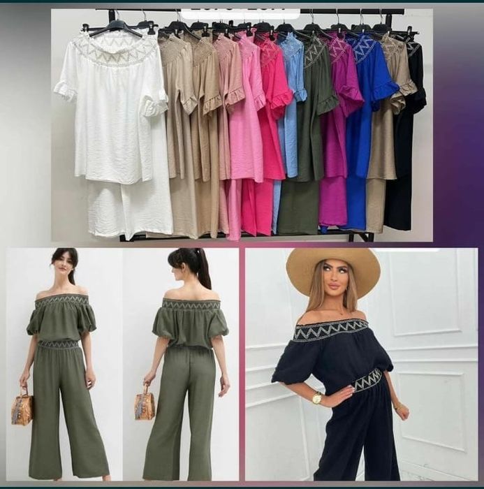 Komplet czerwony Hiszpanka plus szerokie spodnie uniwersalne