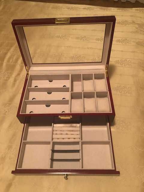 Organizador joias em madeira tipo pau ferro