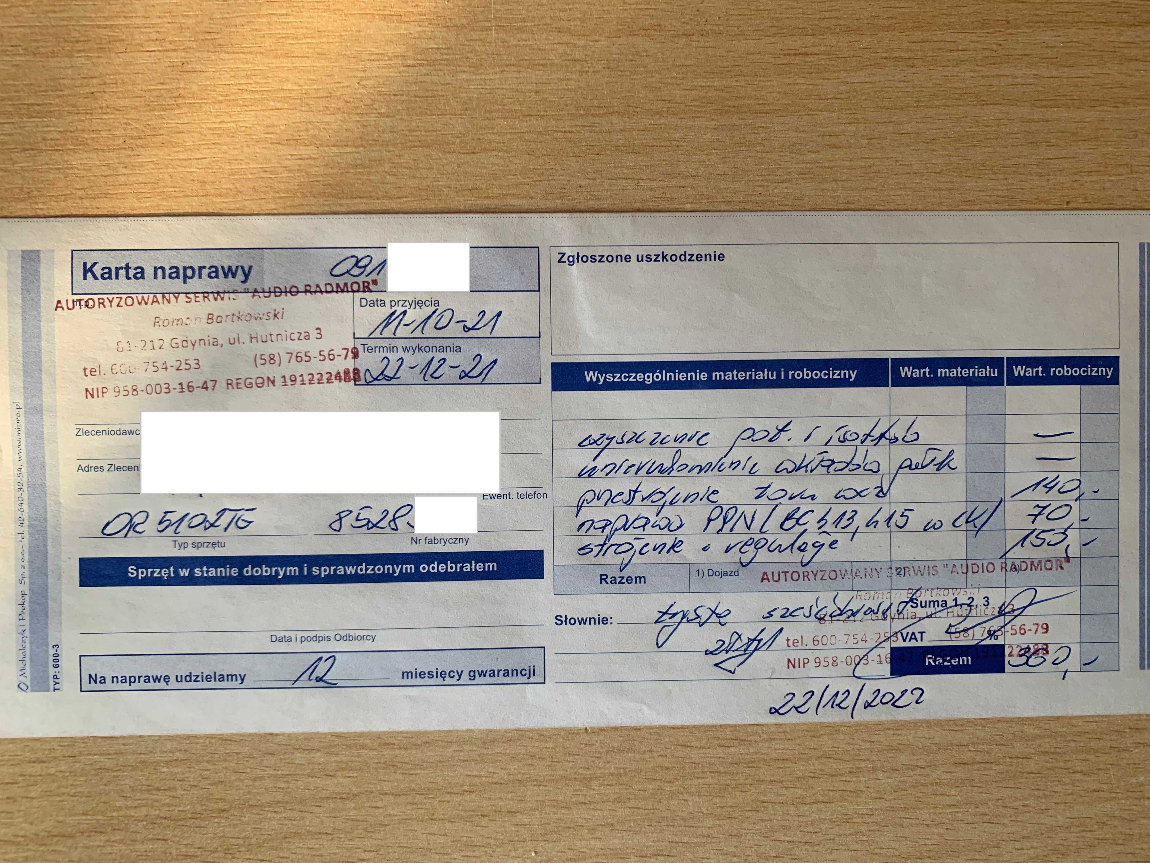 Radmor 5102TE plomby po fabrycznym serwisie w Radmor z mojej kolekcji1