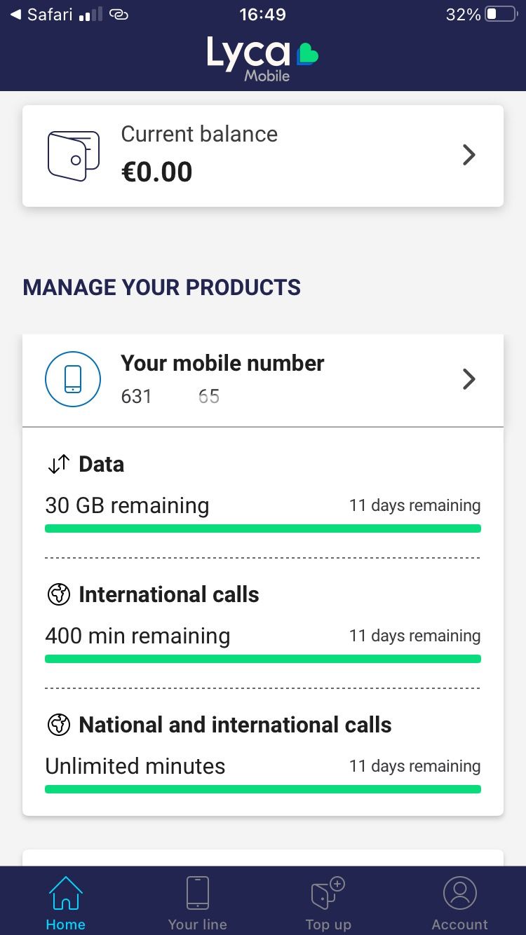 Lycamobile ES Starter Karta Prepaid SIM Card € 10