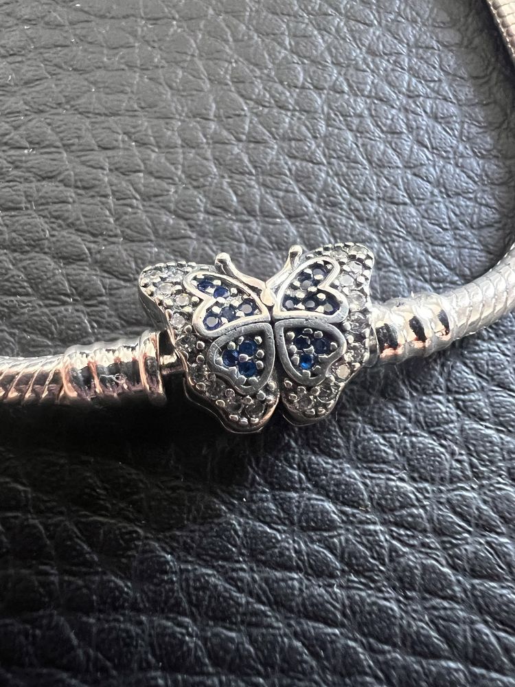 Bransoletka zmijka motyl 19 cm srebro 925 w stylu pandora