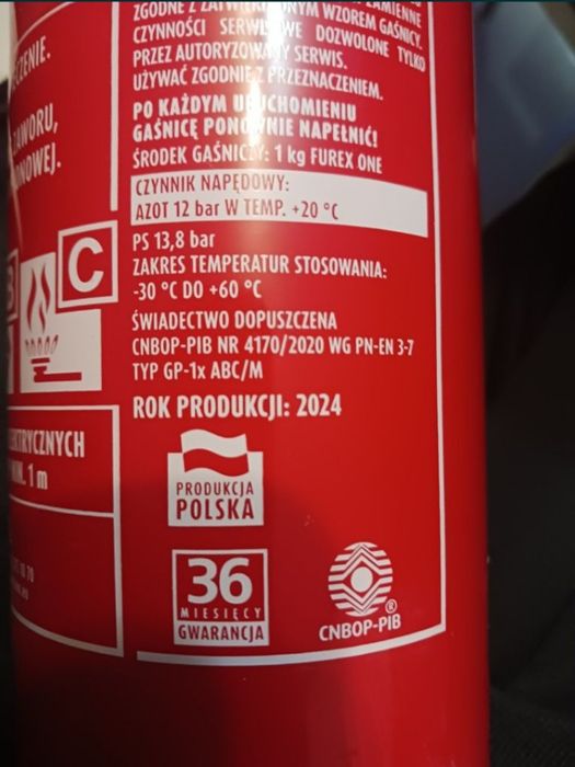 Gaśnica proszkowa samochodowa 1kg ogniochron