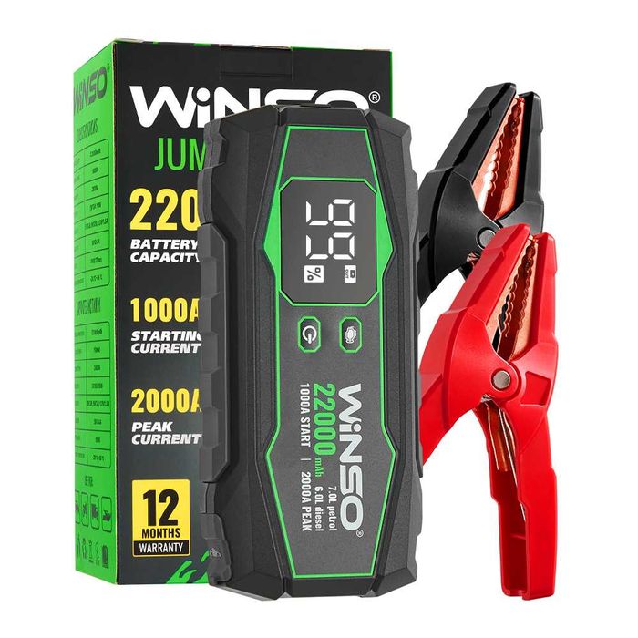 Портативний пусковий пристрій Winso Бустер 1000A/2000A Winso 22000mAh.