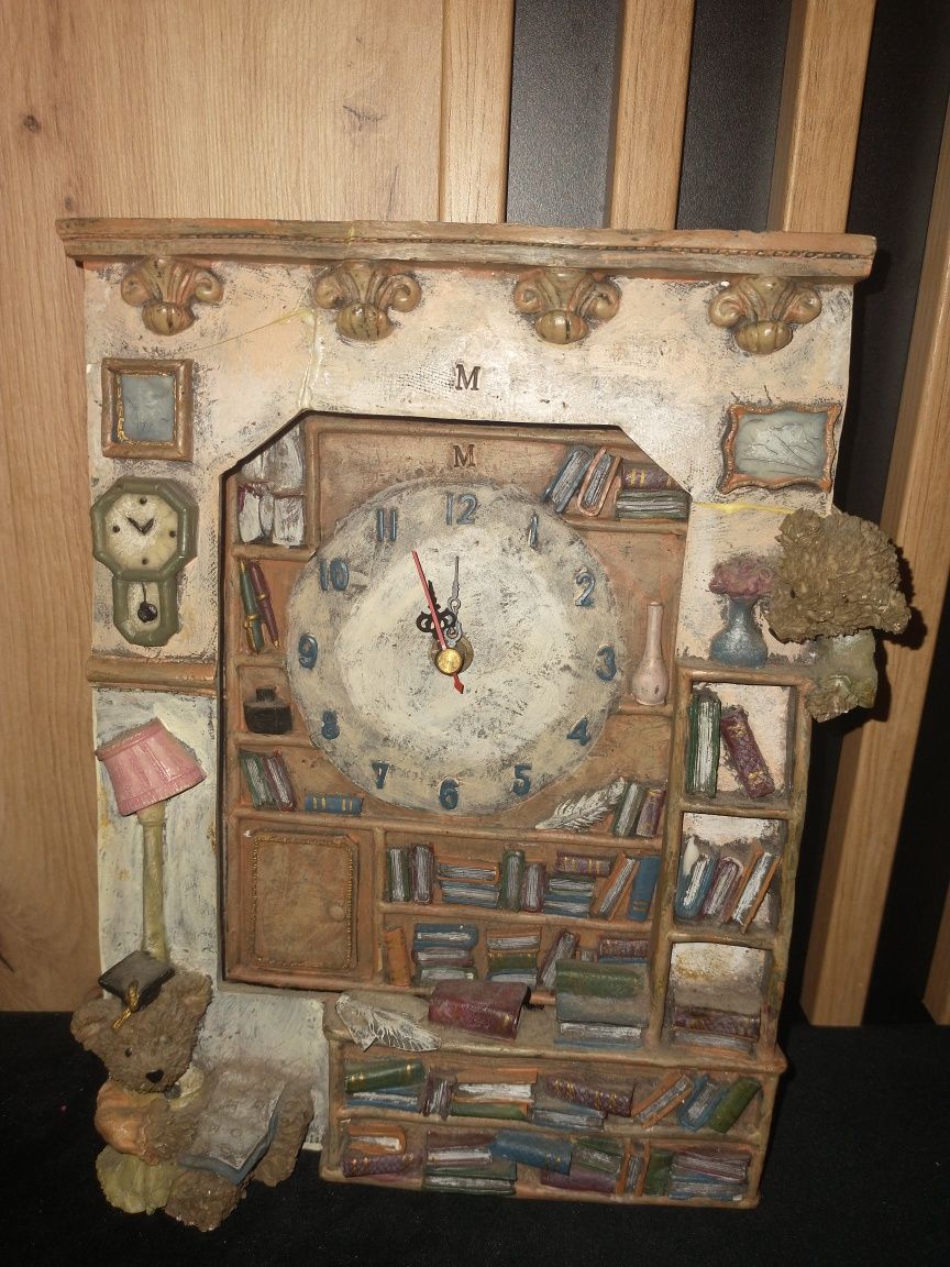 Zegar stojący misie książki bibliofil biblioteka