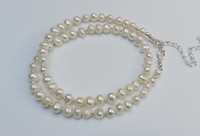 Uroczy delikatny naszyjnik białe perły naturalne