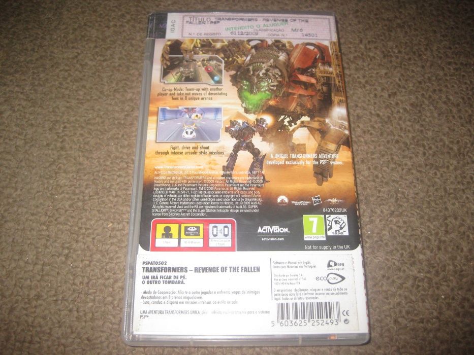 Jogo PSP "Transformers: Revenge Of The Fallen" Completo!