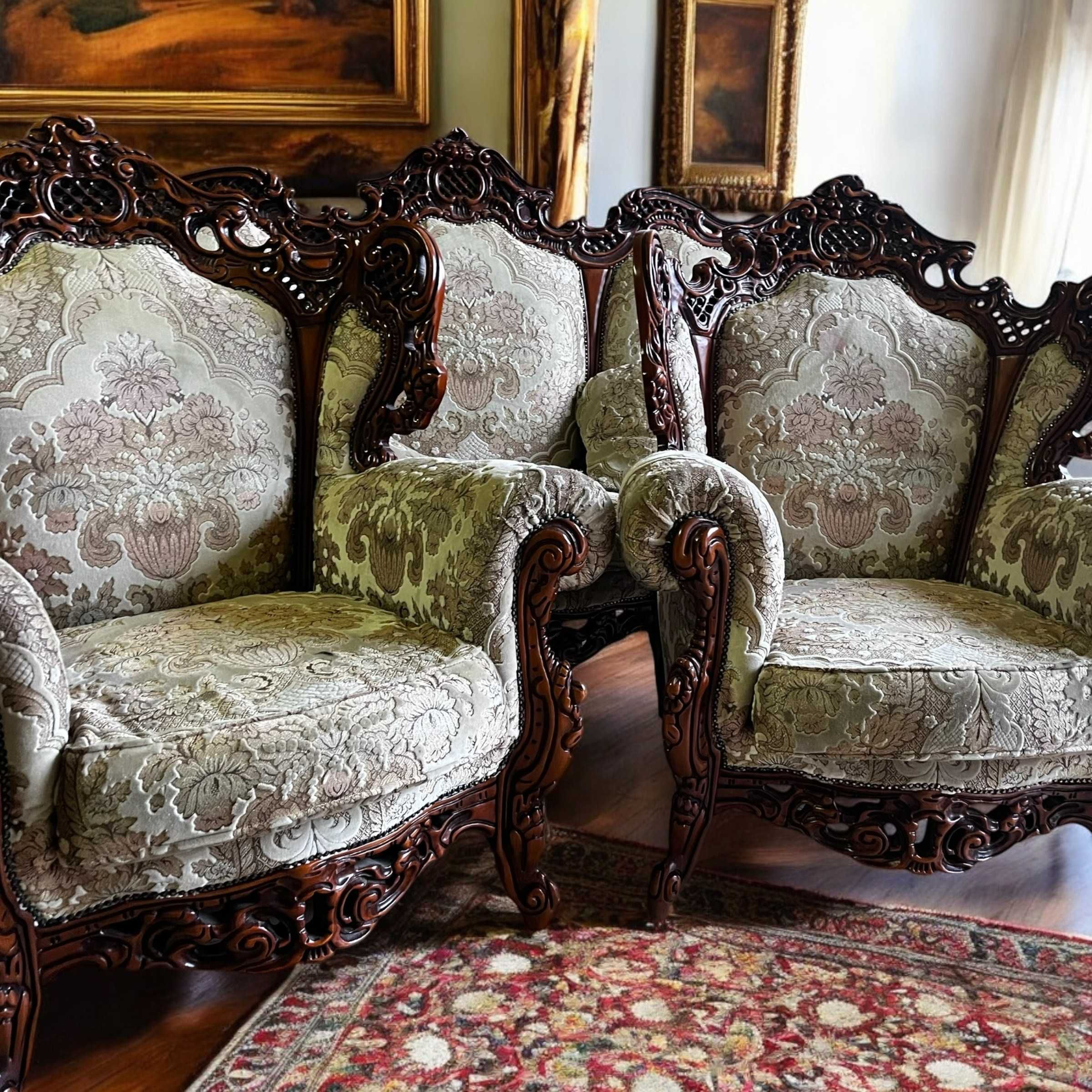 Śliczny Włoski Wypoczynek Sofa i 2 Fotele