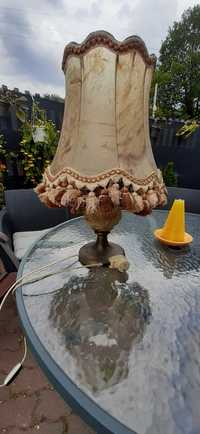 Lampa stojąca z abażurem skóra retro vintage PRL