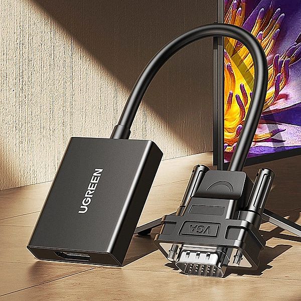 Ugreen kabel przewód adapter VGA (męski) - HDMI (żeński) 0.15m czarny
