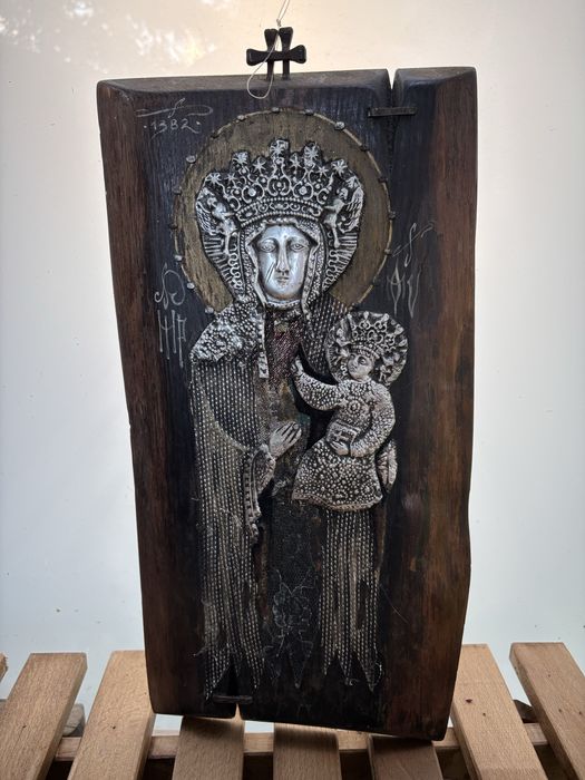 Ikona Madonna z Dzieciątkiem - srebro - projekt Tadeusz Paul