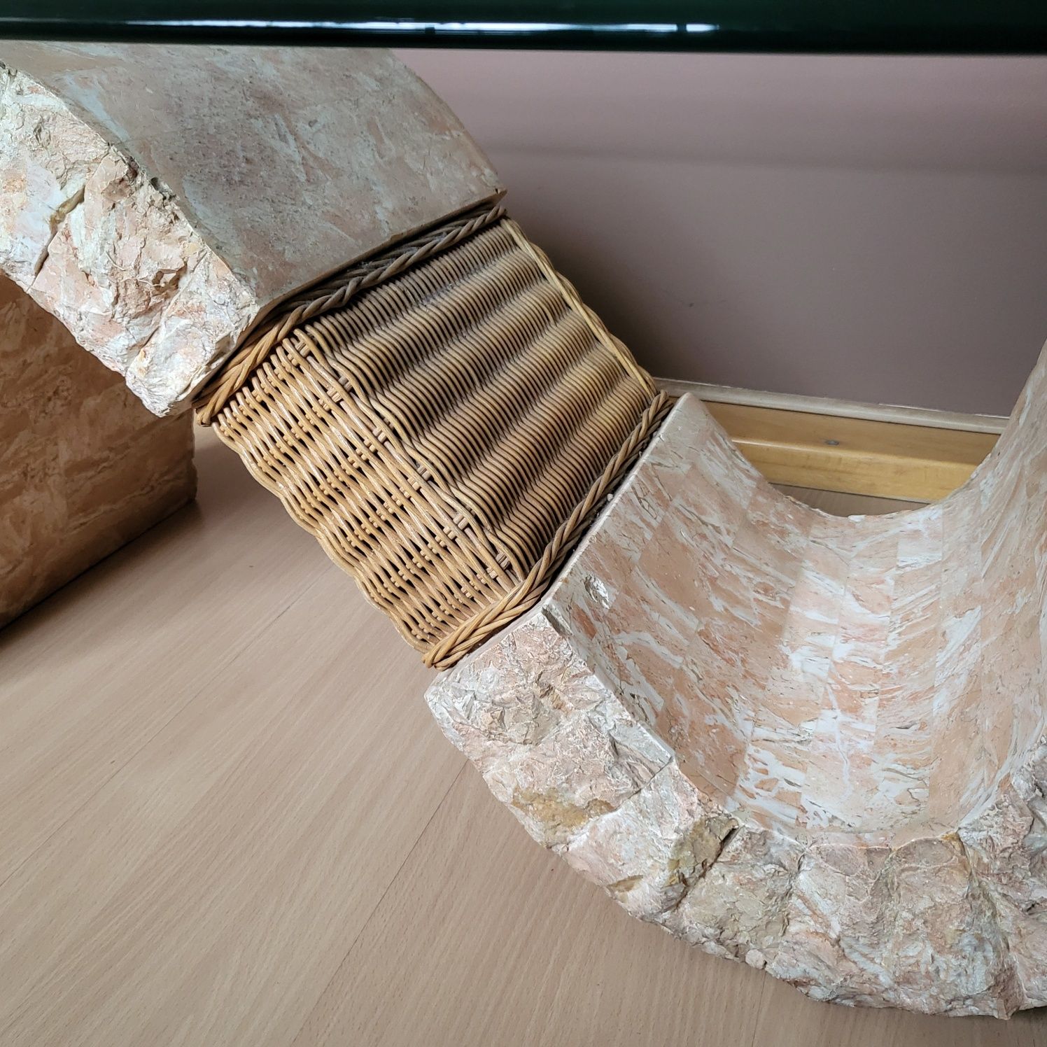 Piękny stolik kamień/szkło 120 x 60cm.