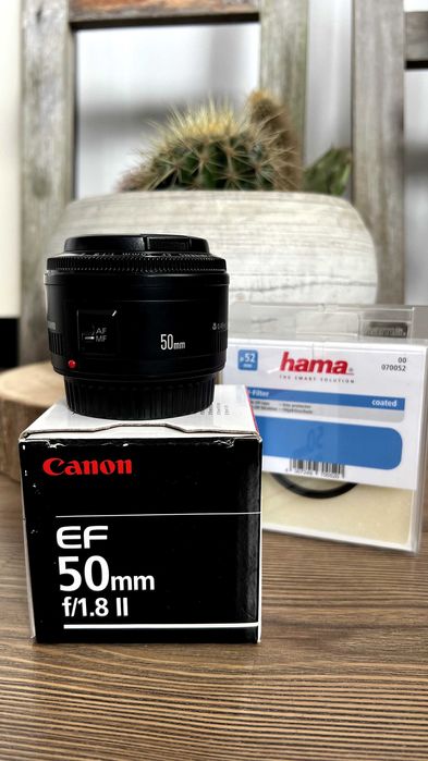 Objectiva Canon 50mm EF/1.8 II + filtro UV Hama 52mm