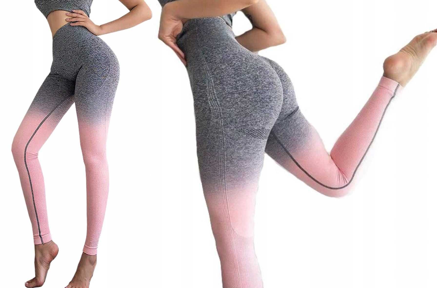 Legginsy Modelujące Sportowe Wysoki Stan Prążki Wyszczuplające PL235