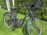Rower miejski Btwin Elops 3, 26 cali + fotelik rowerowy dziecka