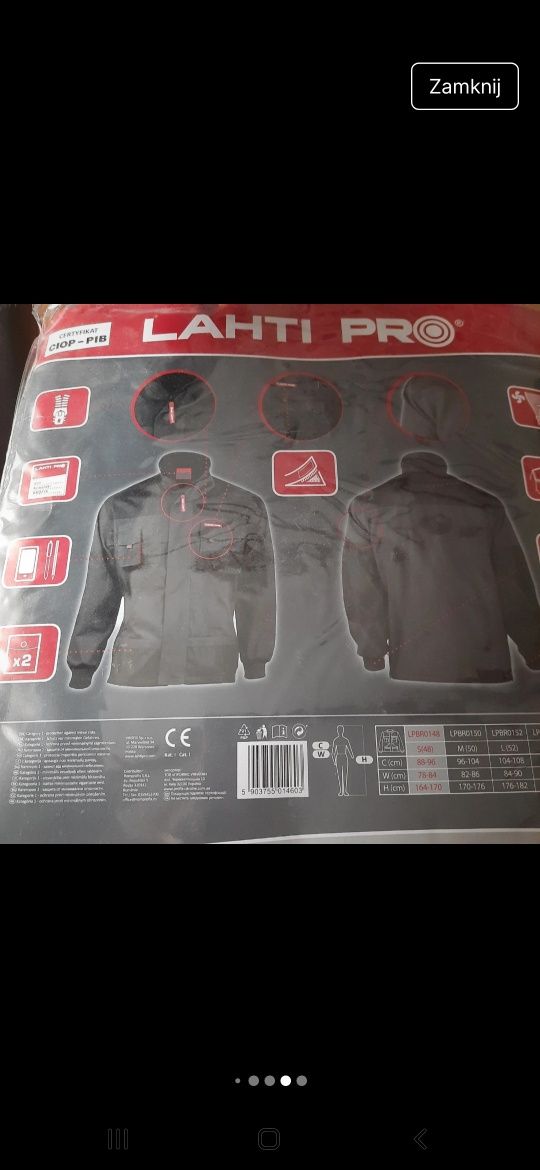 Spodnie i bluza robocza lahti pro s48