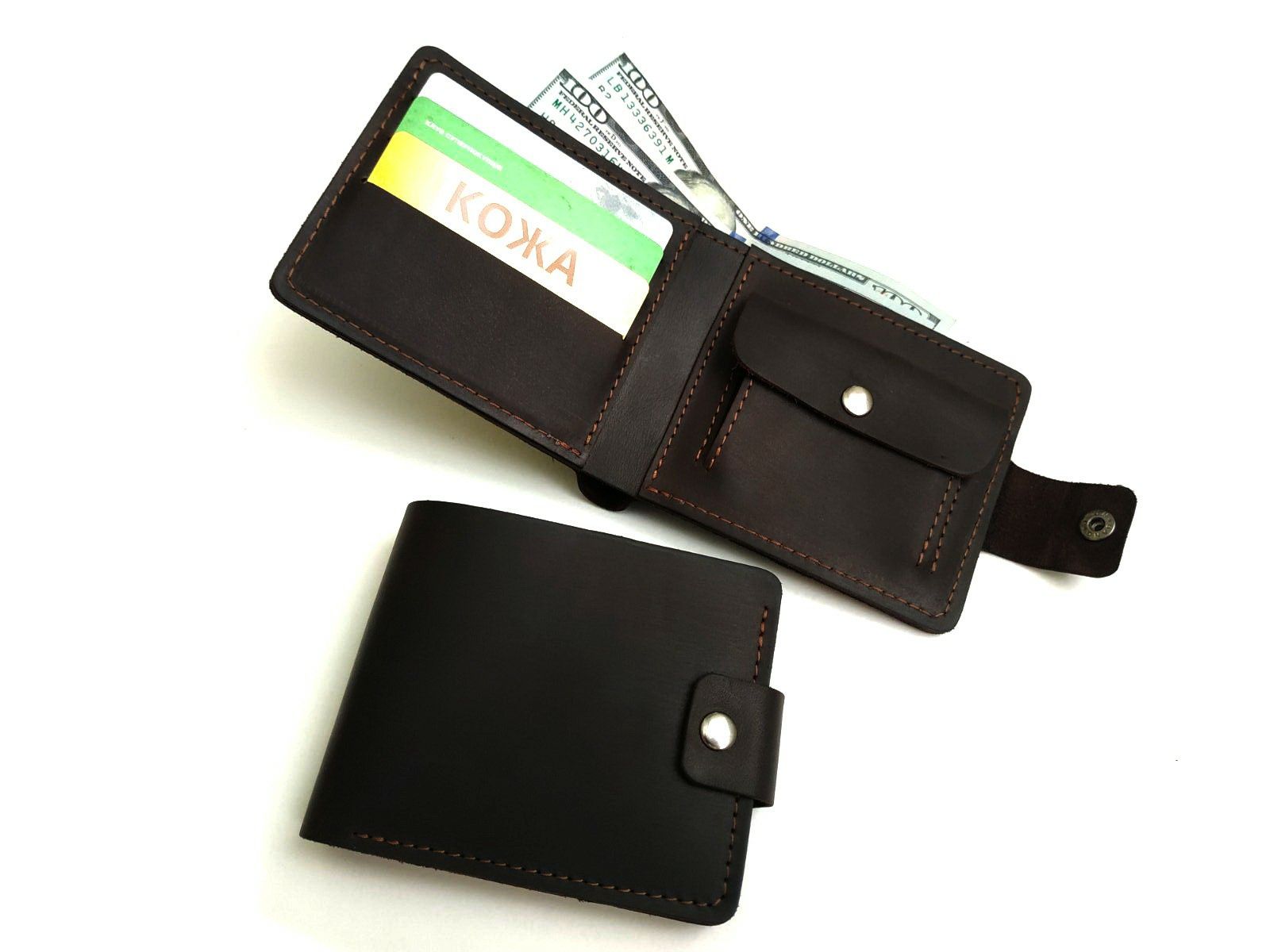 Чоловічий шкіряний гаманець В3 коричневий Ручна робота