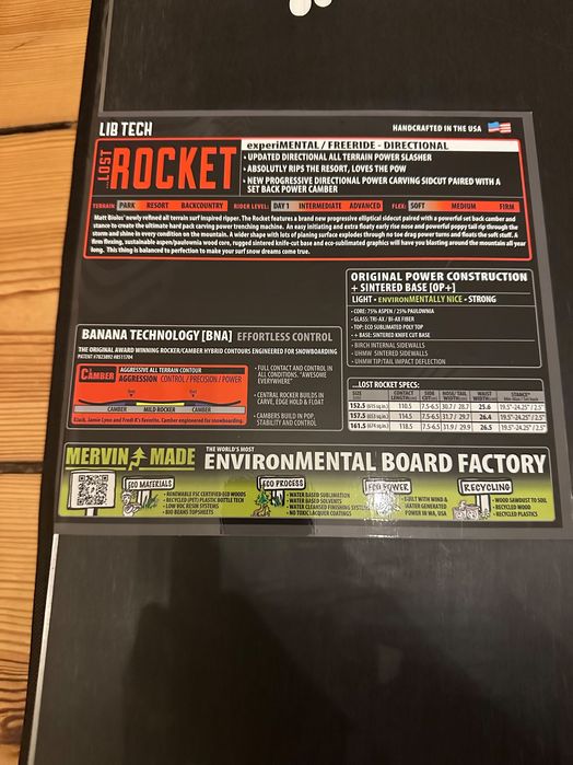 Lib Tech Rocket 22/23 157.5 NOWA deska snowboard + wiązania RIDE EX XL