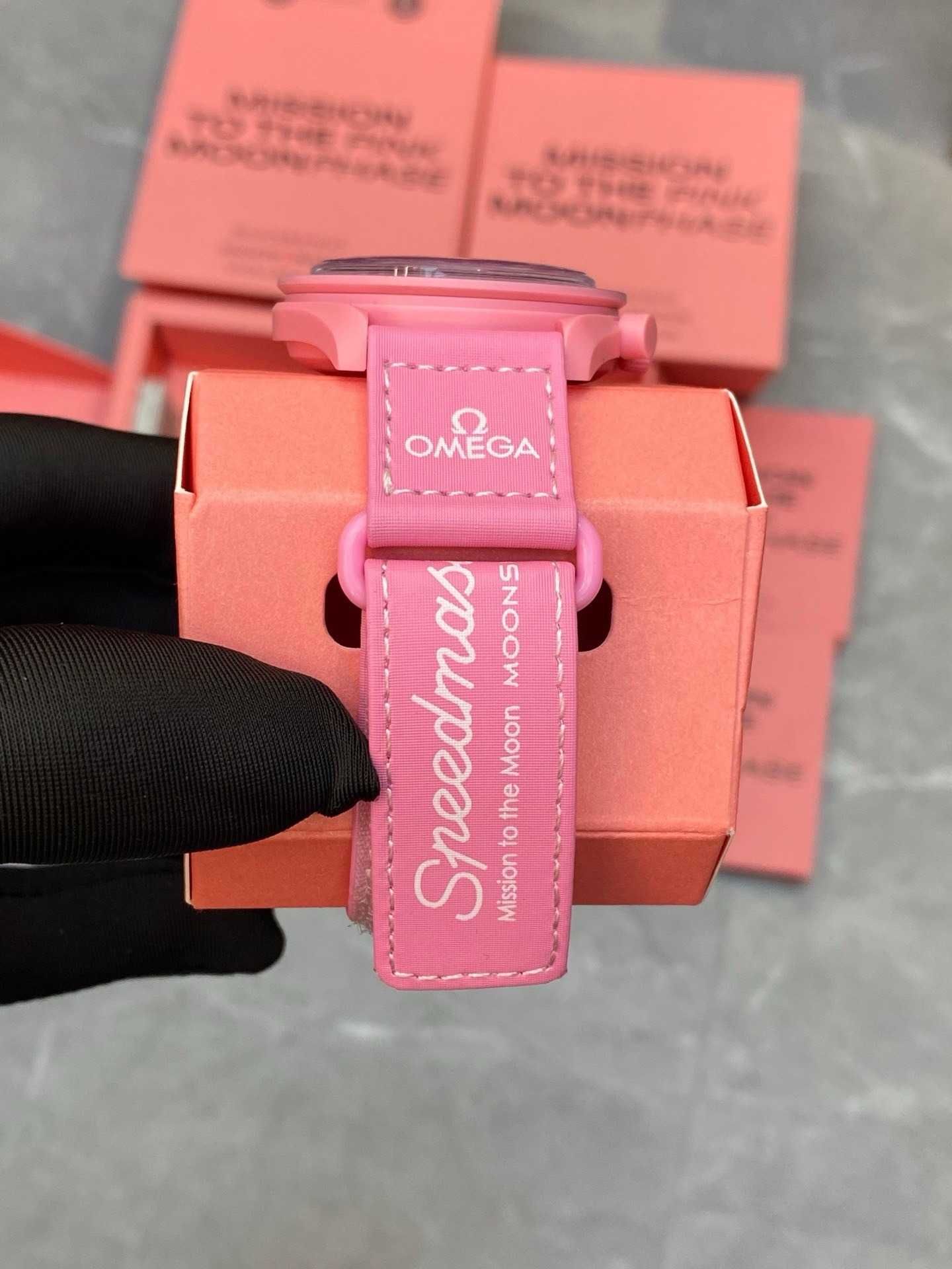 Omega x Swatch Różowa Księżyc SO33P100 - zegarek dobry stan