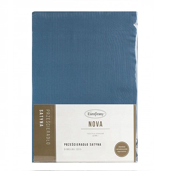 Prześcieradło 160x210 tradycyjne bez gumki makosatyna Nova granatowy