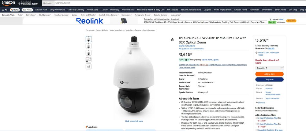 ICRealtime IPFX-P4032X-IRW2 4-MG мережева PTZ-камера з об'єктивом 32X