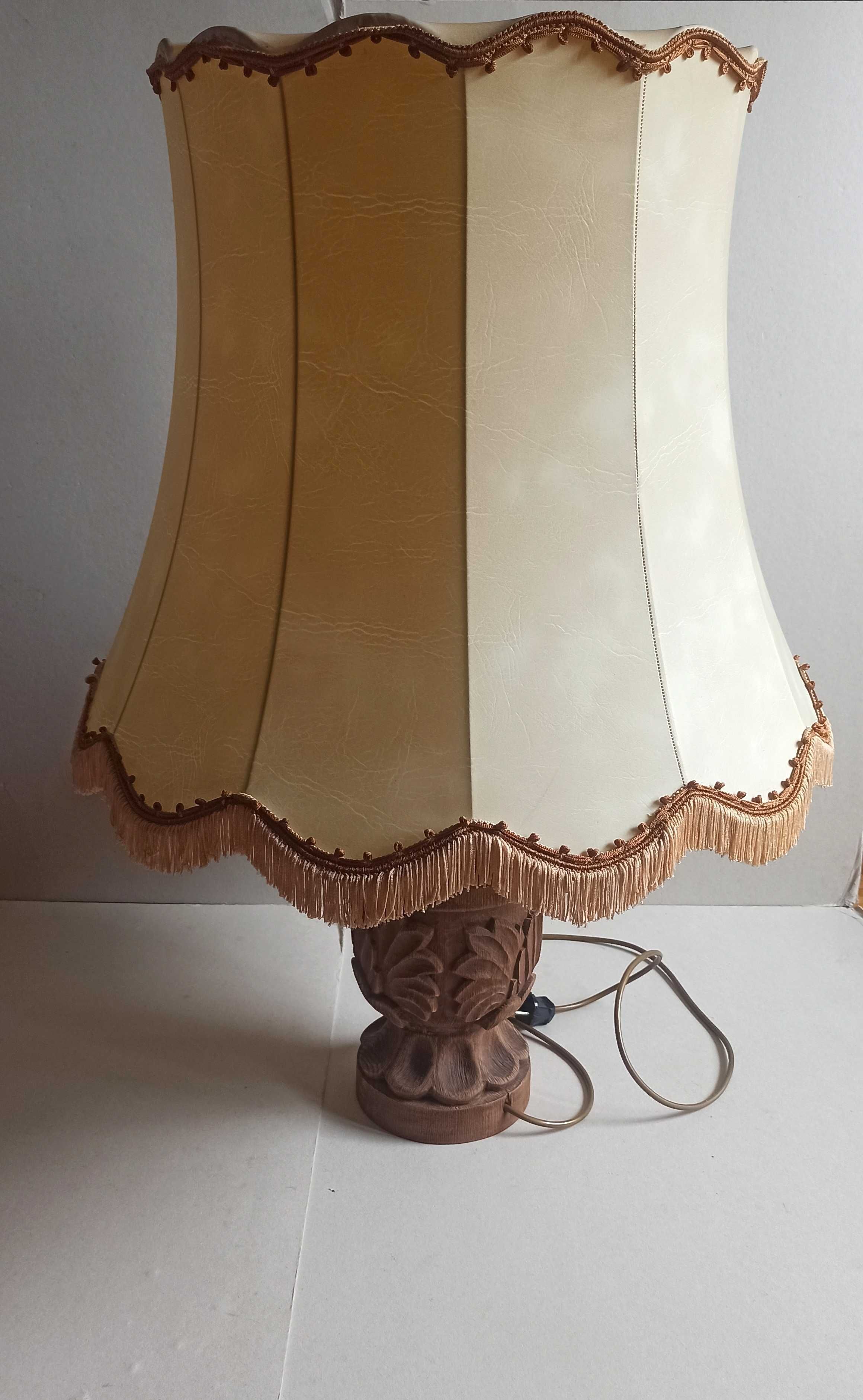 Stara duża lampa stojąca Vintage skórzany abażur
