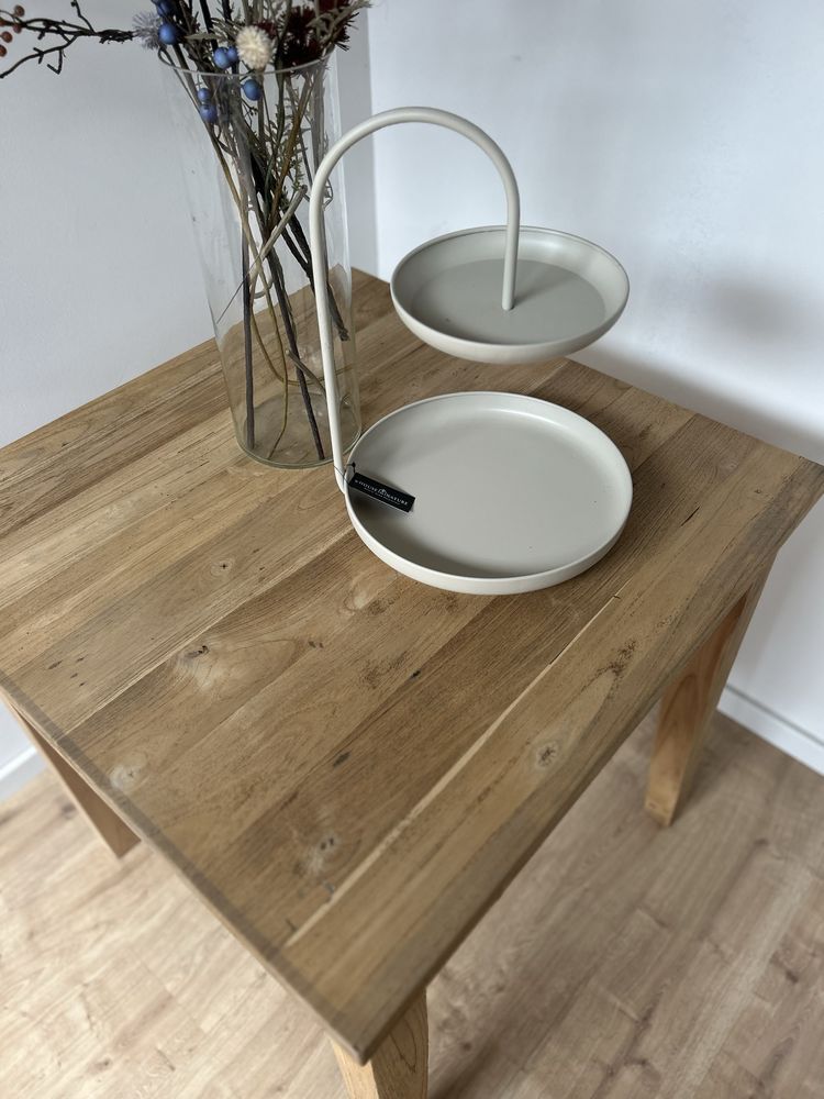 stolik drewniany TEAK lite drewno kuchenny stół mały 75x75cm