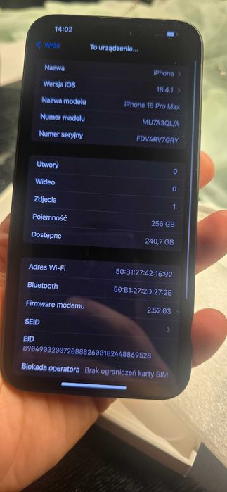 iPhone 15 pro max 256gb niebieski, stan jak nowy! Za gotowke, oryginał