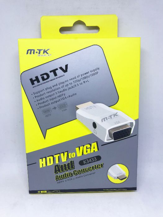 Adaptador conversor HDMI para VGA com saída de áudio Jack 3.5mm