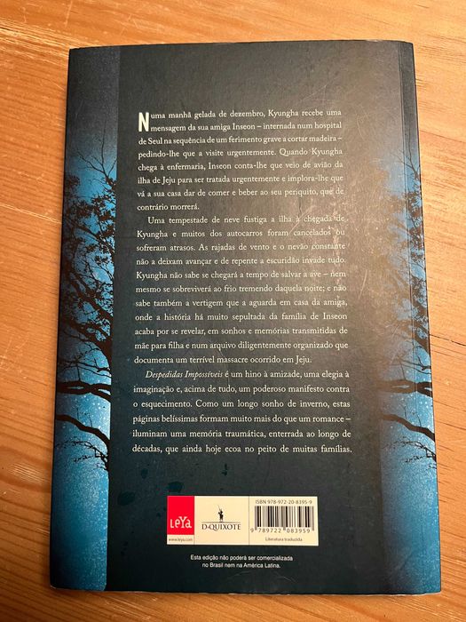 Livro Despedidas Impossíveis, Han Kang