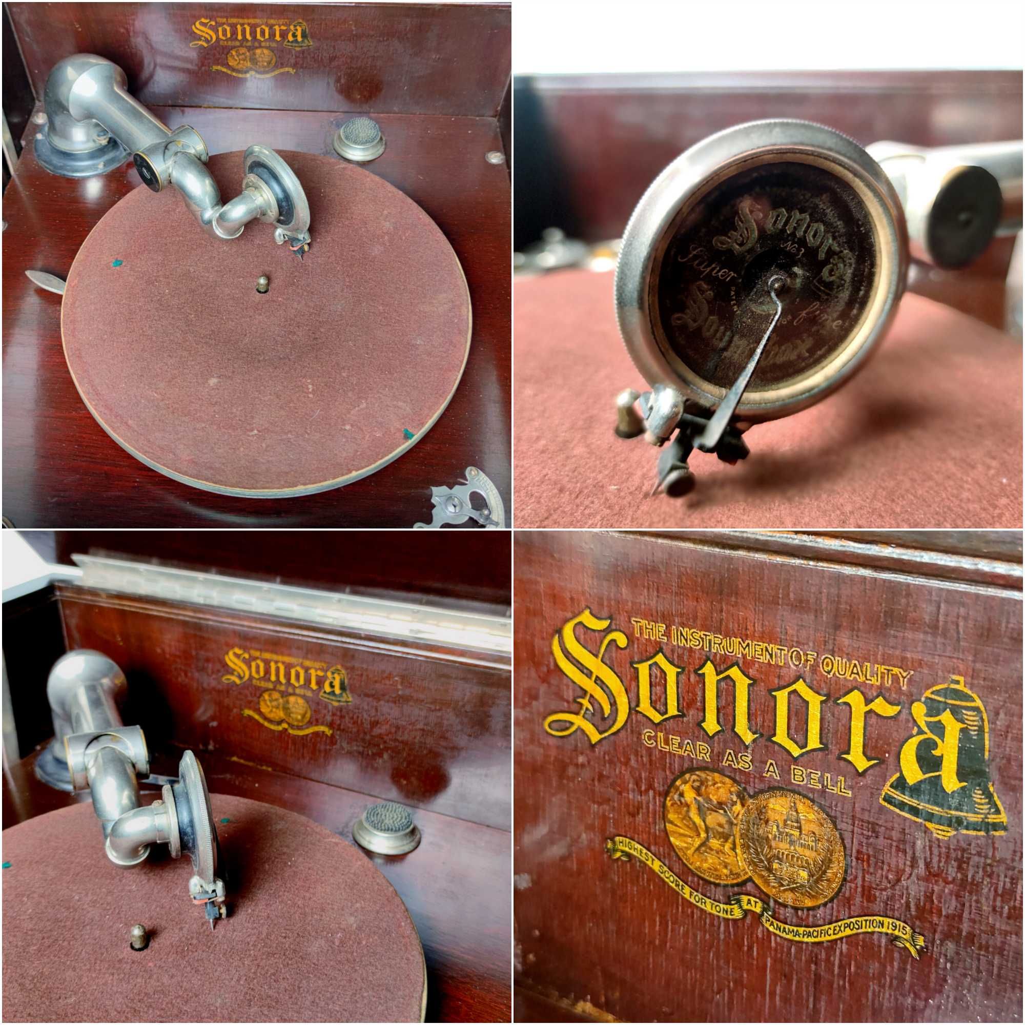 Biurkowy gramofon Sonora (patefon) na płyty szelakowe